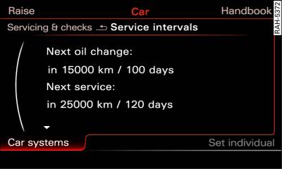 MMI: Example of a service interval display